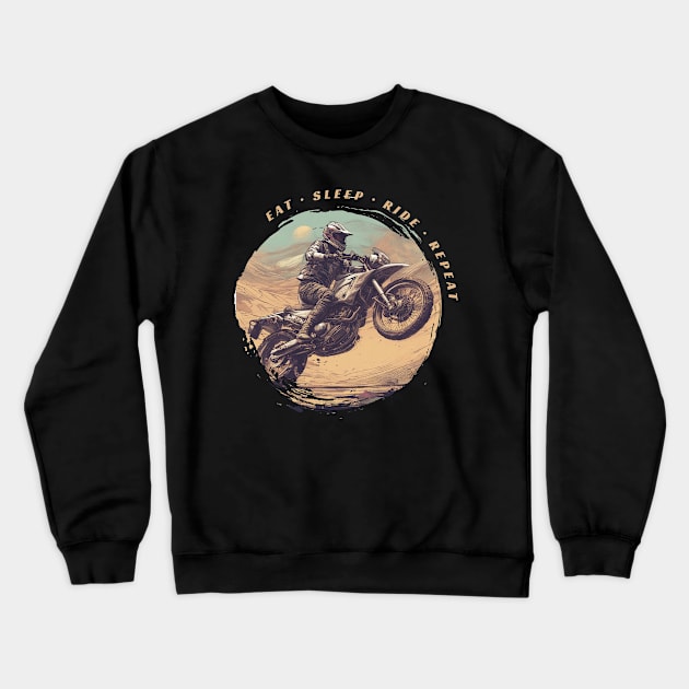 Eat Sleep Ride Repeat motorcycle Crewneck Sweatshirt by Bikerkulture